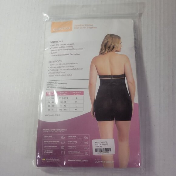 Curveez Black High Waist Slimming Boyshorts CUR3700  Seamless Shapewear Size XL - Picture 2 of 2